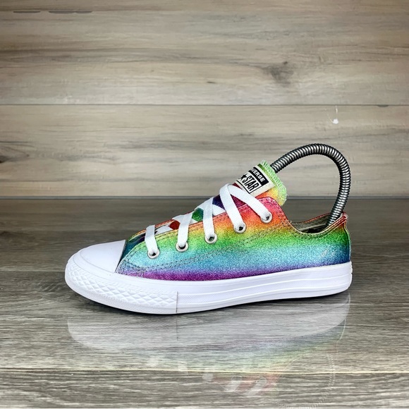 Converse Other - Rainbow/Glitter Girls/Junior Converse Chuck Taylor All Star low top shoes size 2